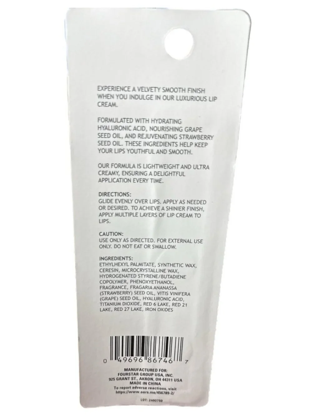 B Pure Silky Lip Cream w/Hydrating  Hyaluronic Acid Pink Velvet 1 Piece Set